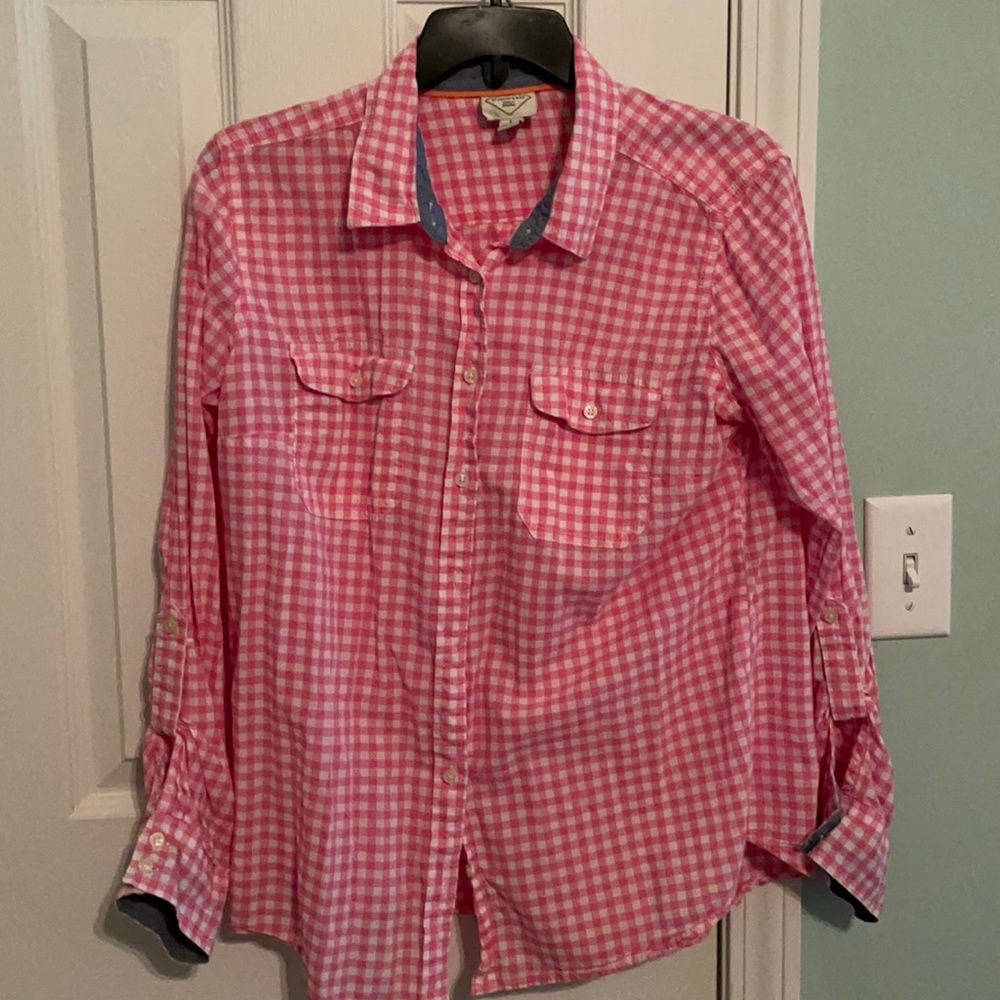Pink/White Plaid Button Up